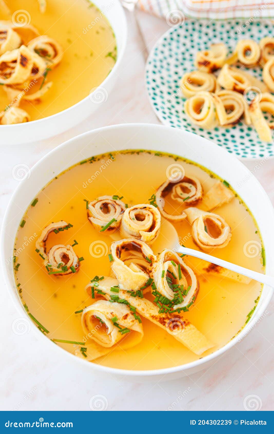 German pancake soup stock image. Image of german, traditional 204302239