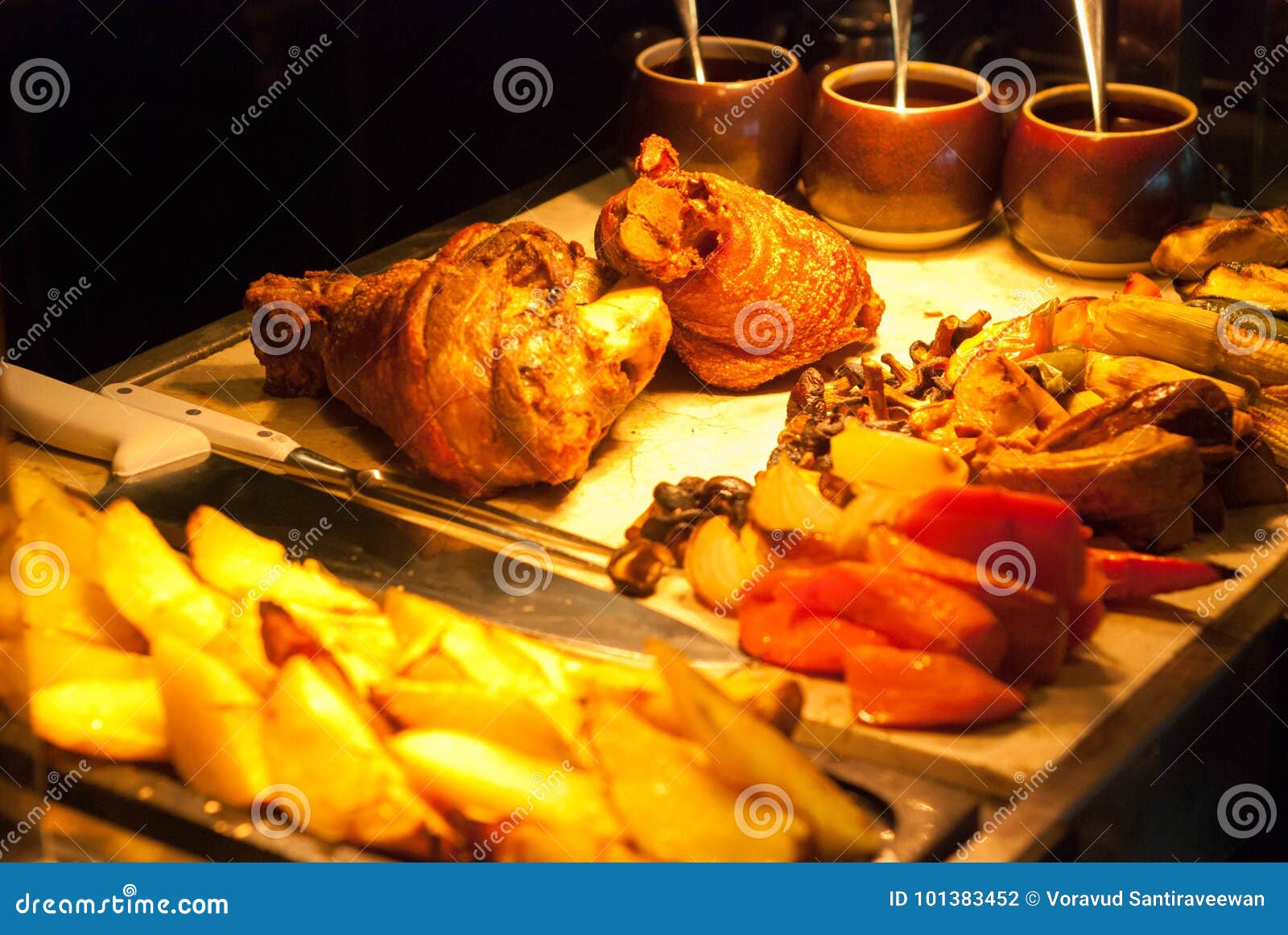 German Pork Hocks on the Plate for Preparation Stock Photo Image of