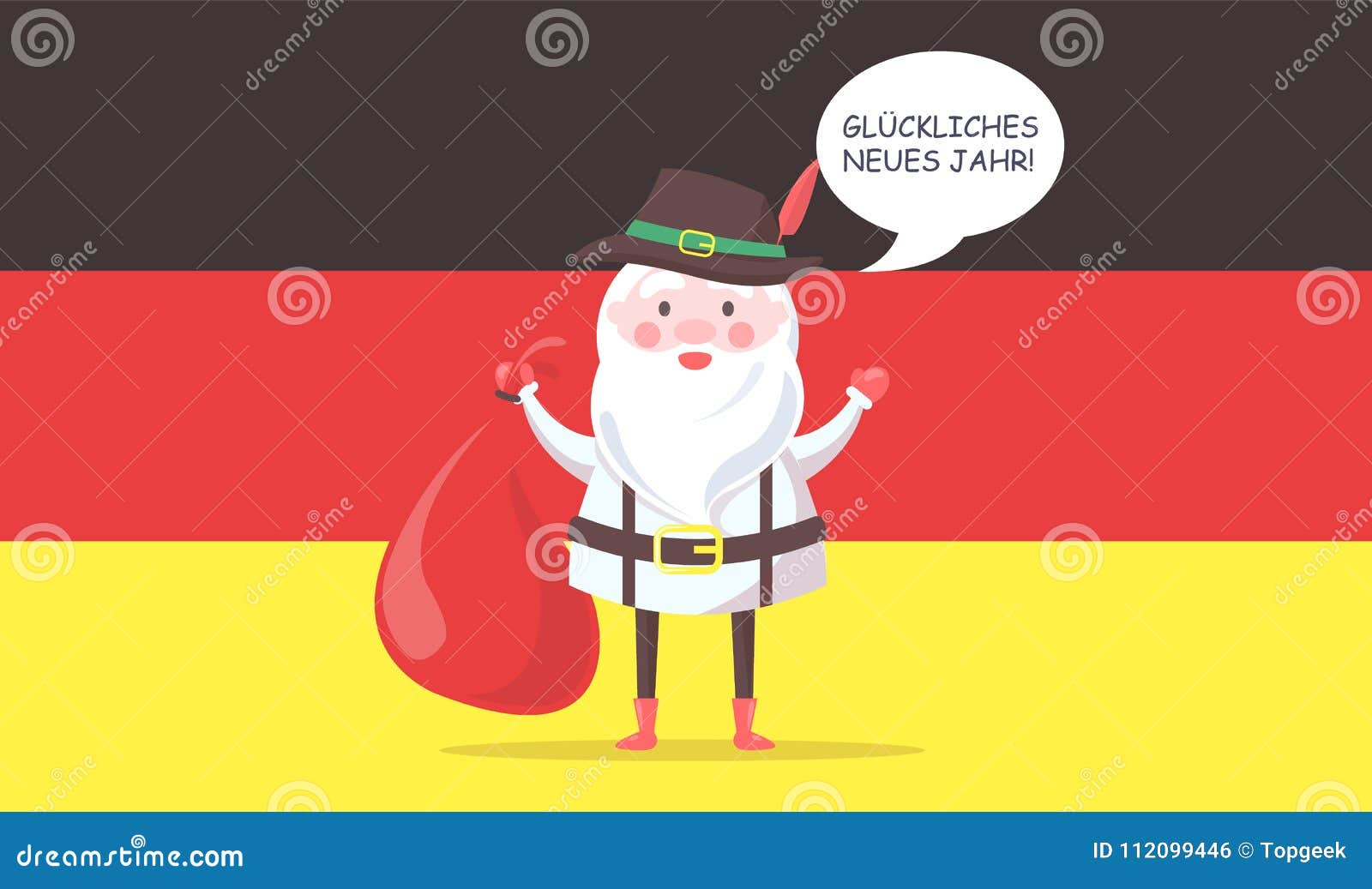 German Santa Claus in Traditional Clothes with Bag