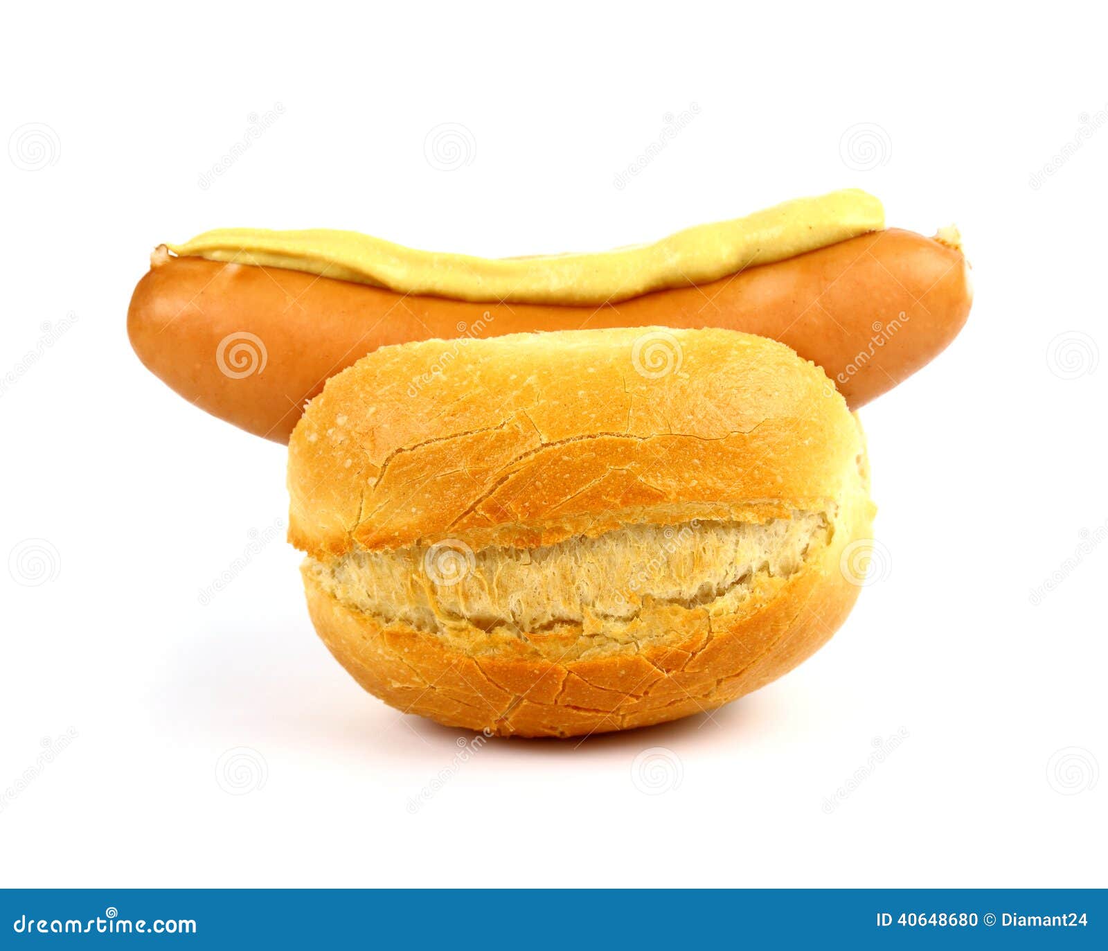 German Sausage with Bun and Mustard Stock Photo Image of beef, eating