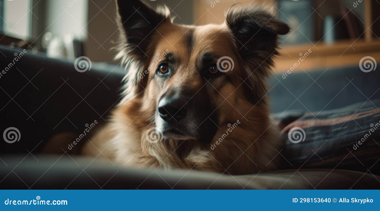 German Shepherd Lying on the Couch at Home Stock Photo Image of