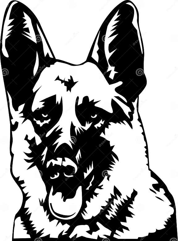 German shepherd portrait stock illustration. Illustration of animal ...