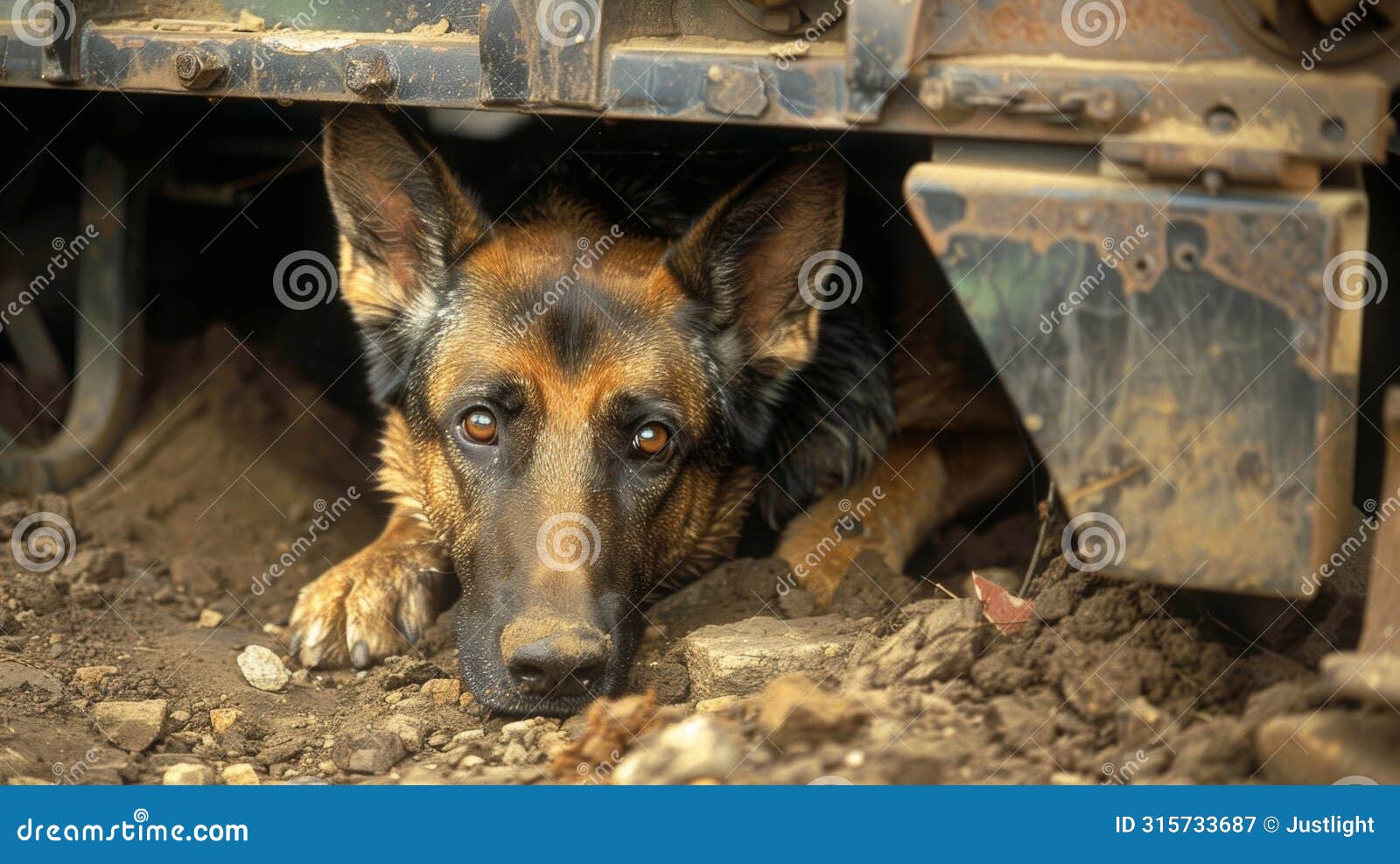 a german shepherd sniffs around a suious vehicle his nose leading him to a hidden stash of explosives.