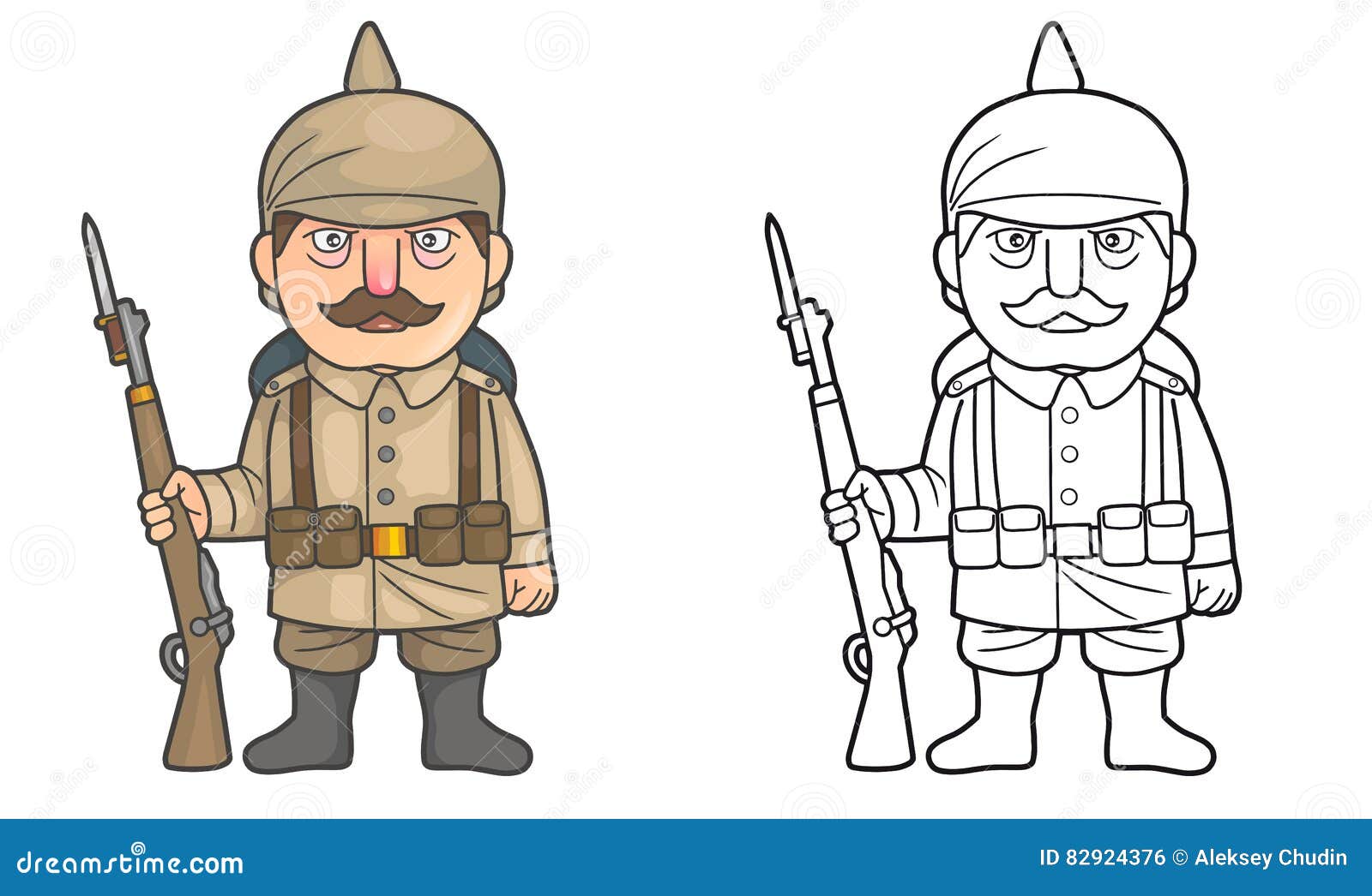 Cartoon German soldier during World War one