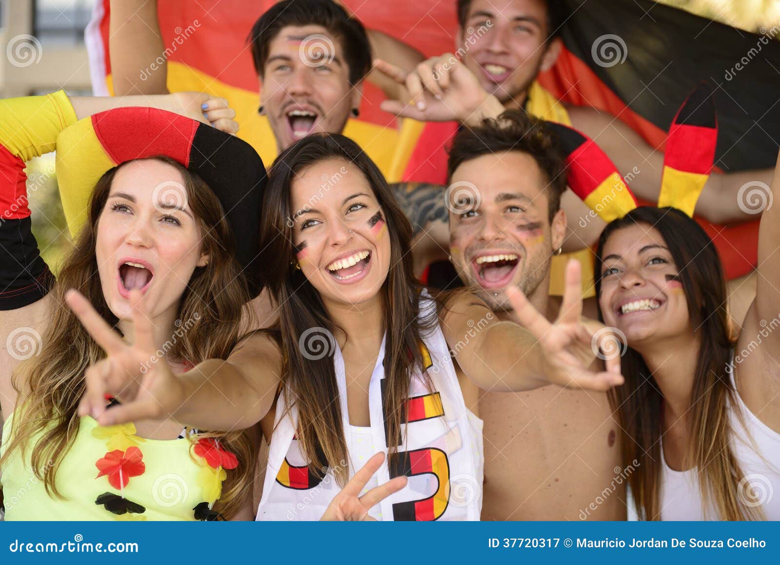german sport soccer fans celebrating victory.