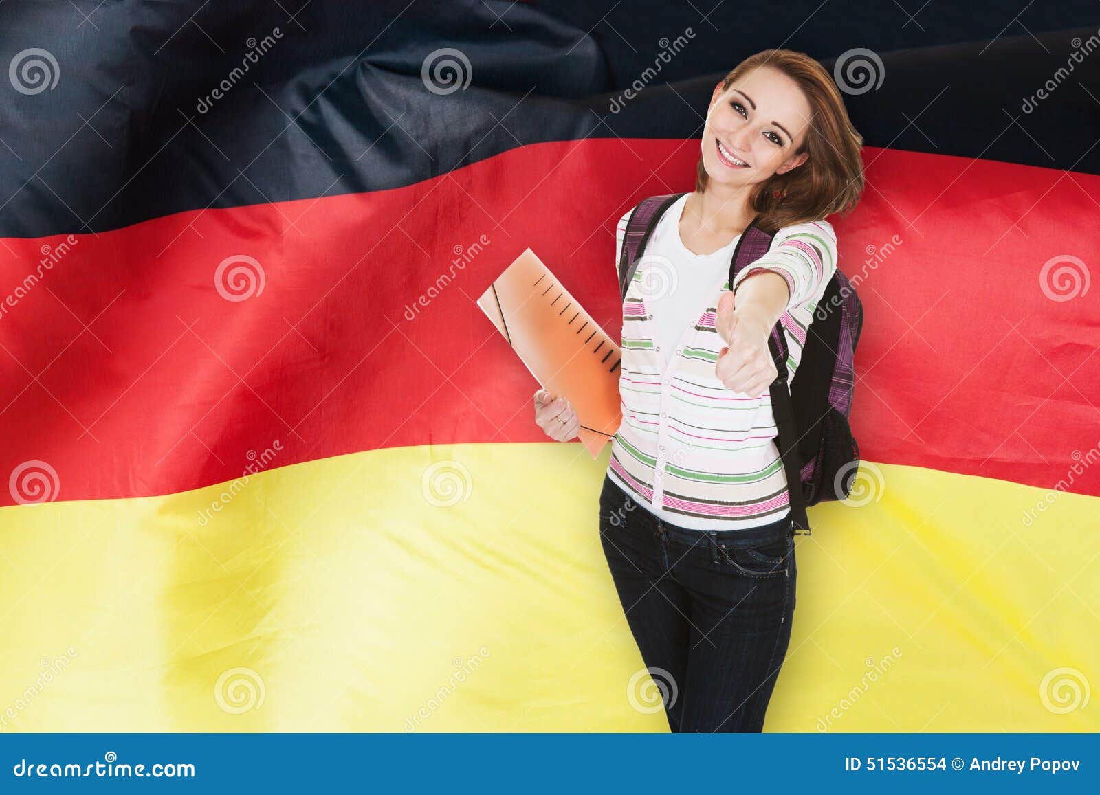 German Student Gesturing Thumb Up Stock Photo Image 51536554