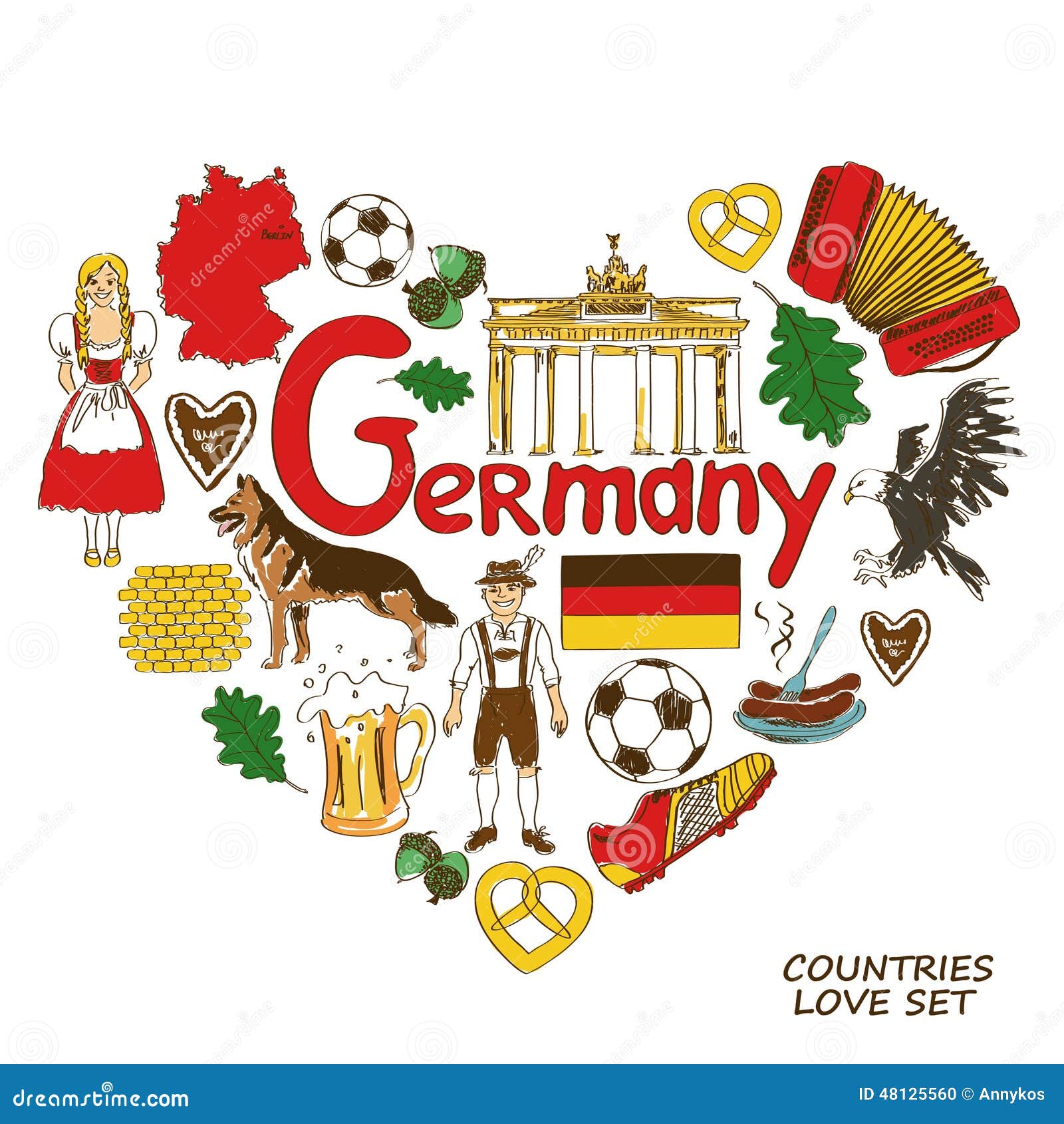 German Symbols In Heart Shape Concept Stock Vector Illustration Of