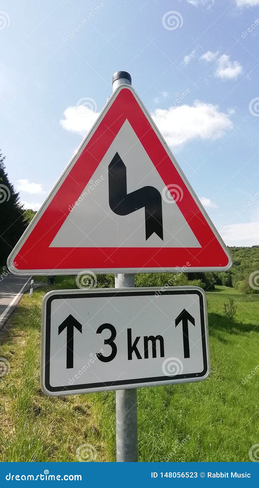 German Traffic Sign Warning Dangerous Curves Stock Image Image of