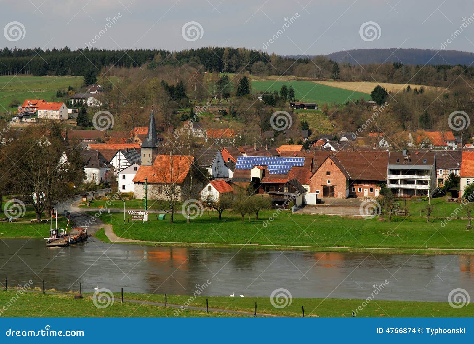 German village stock photo. Image of river, season, green 4766874