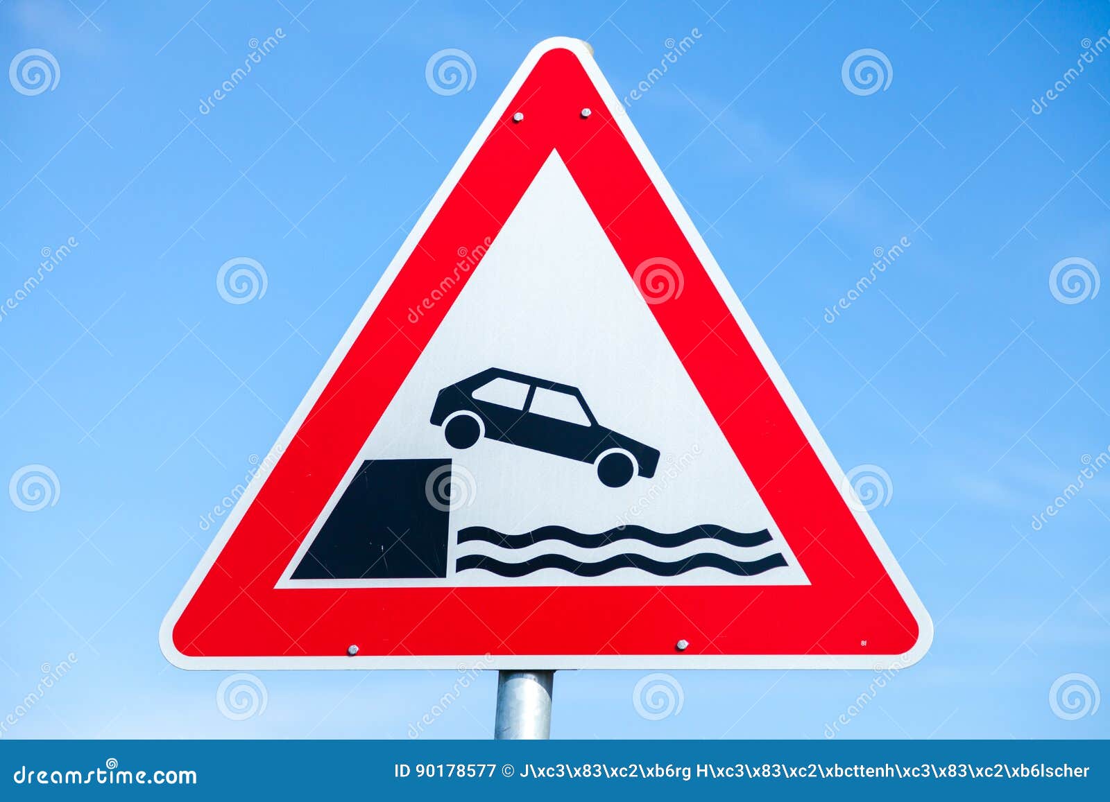 German Warning Street Sign for Riverside Stock Image Image of mark
