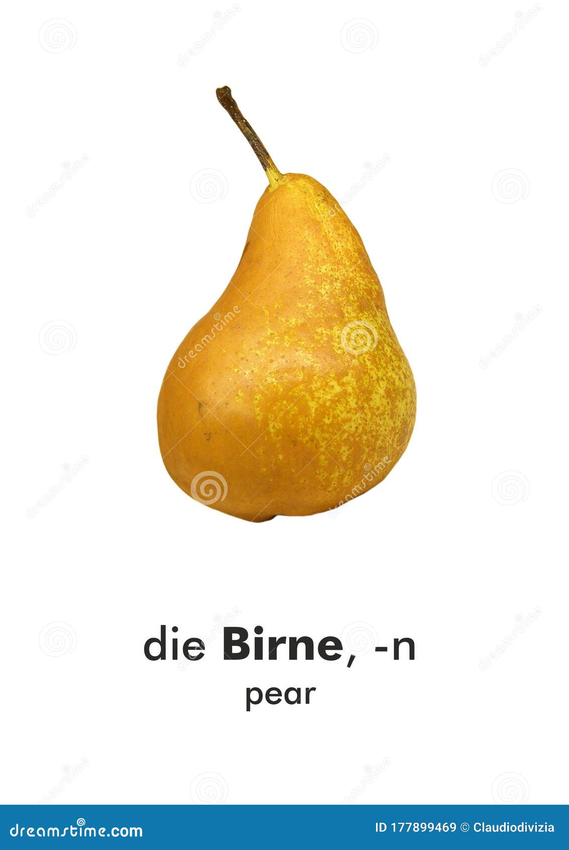 German Word Card: Birne (pear Stock Image - Image of nutrition, europe:  177899469