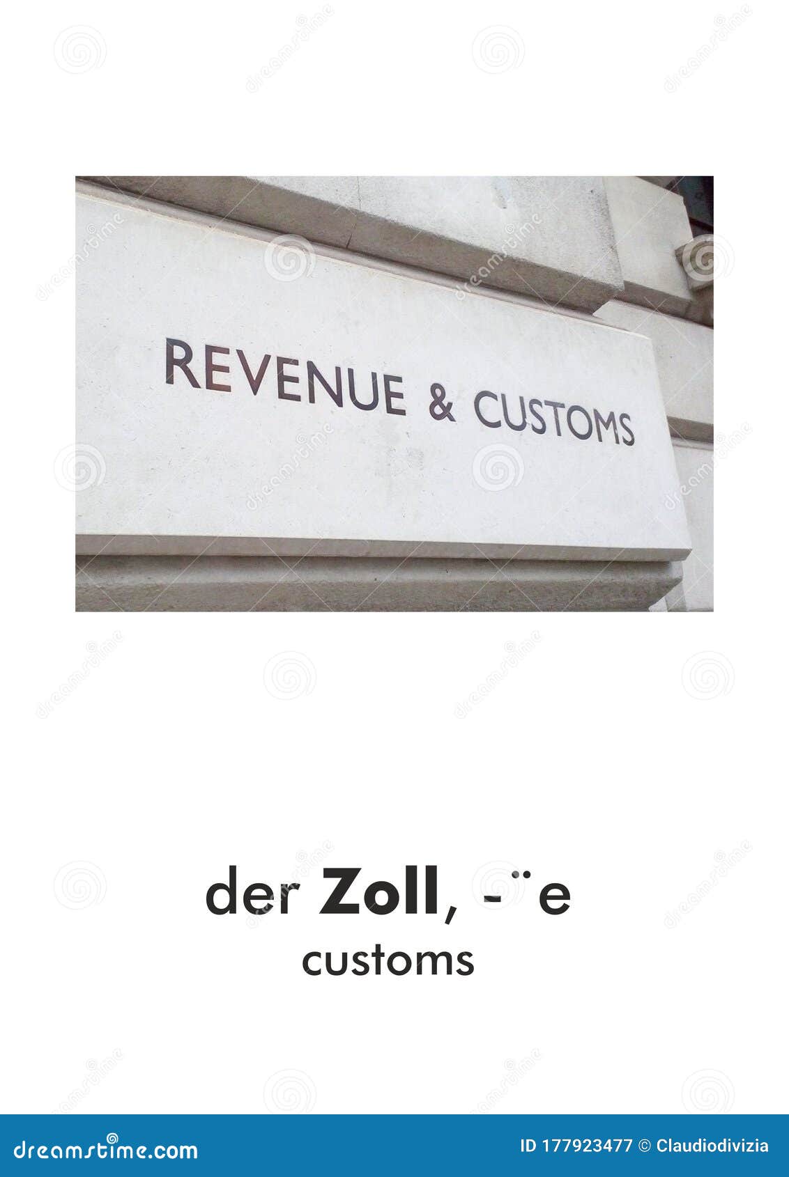 German Word Card Zoll (customs Stock Image Image of revenue, europe