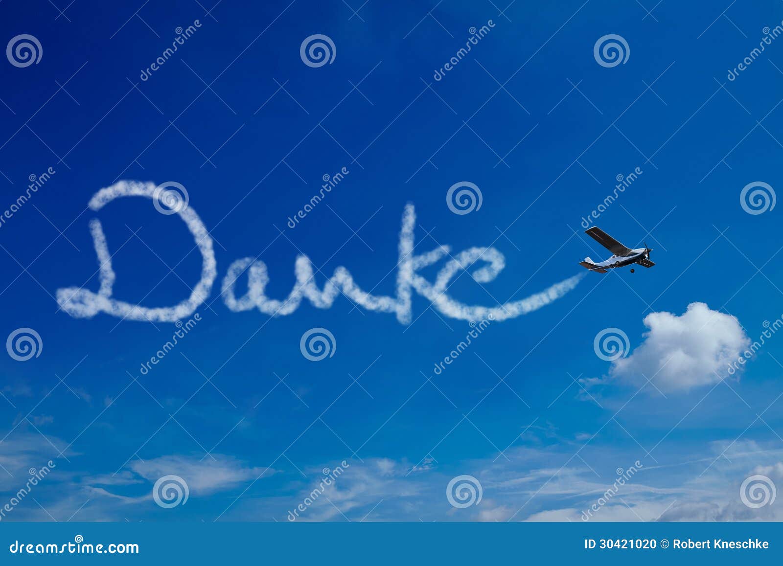 German word Danke in sky stock illustration. Illustration of danke