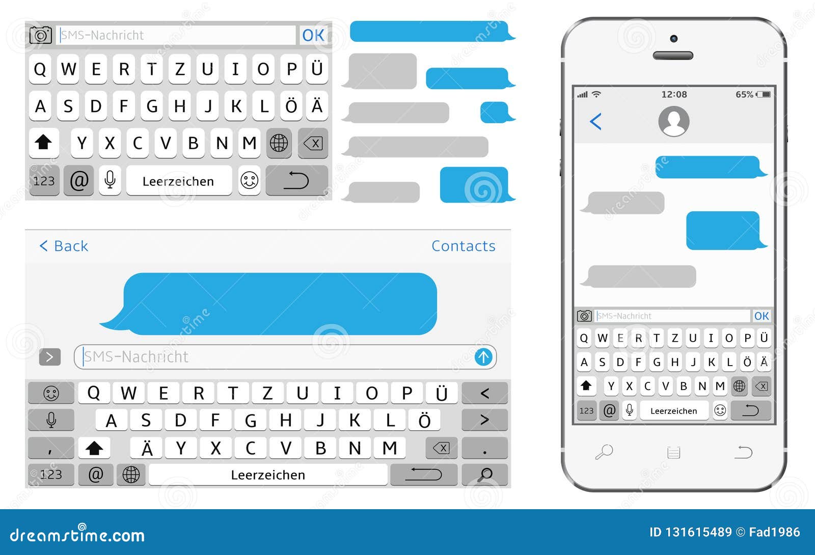 Germany Alphabet Virtual Keyboard. Vector Phone Chat Interface Stock Vector Illustration of