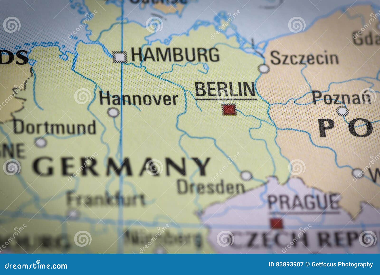GermanyBerlin in Close Up on the Map. Stock Image Image of geography