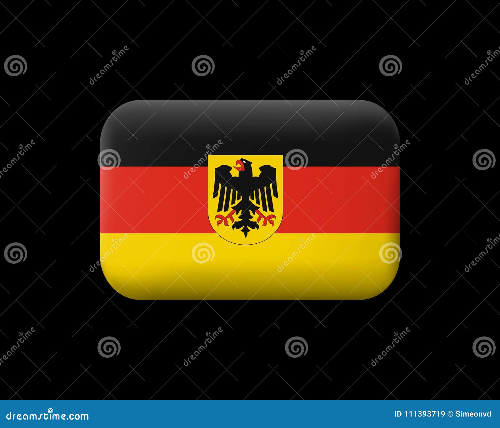 Germany Flag with Coat of Arms. Matted Vector Icon and Button Stock