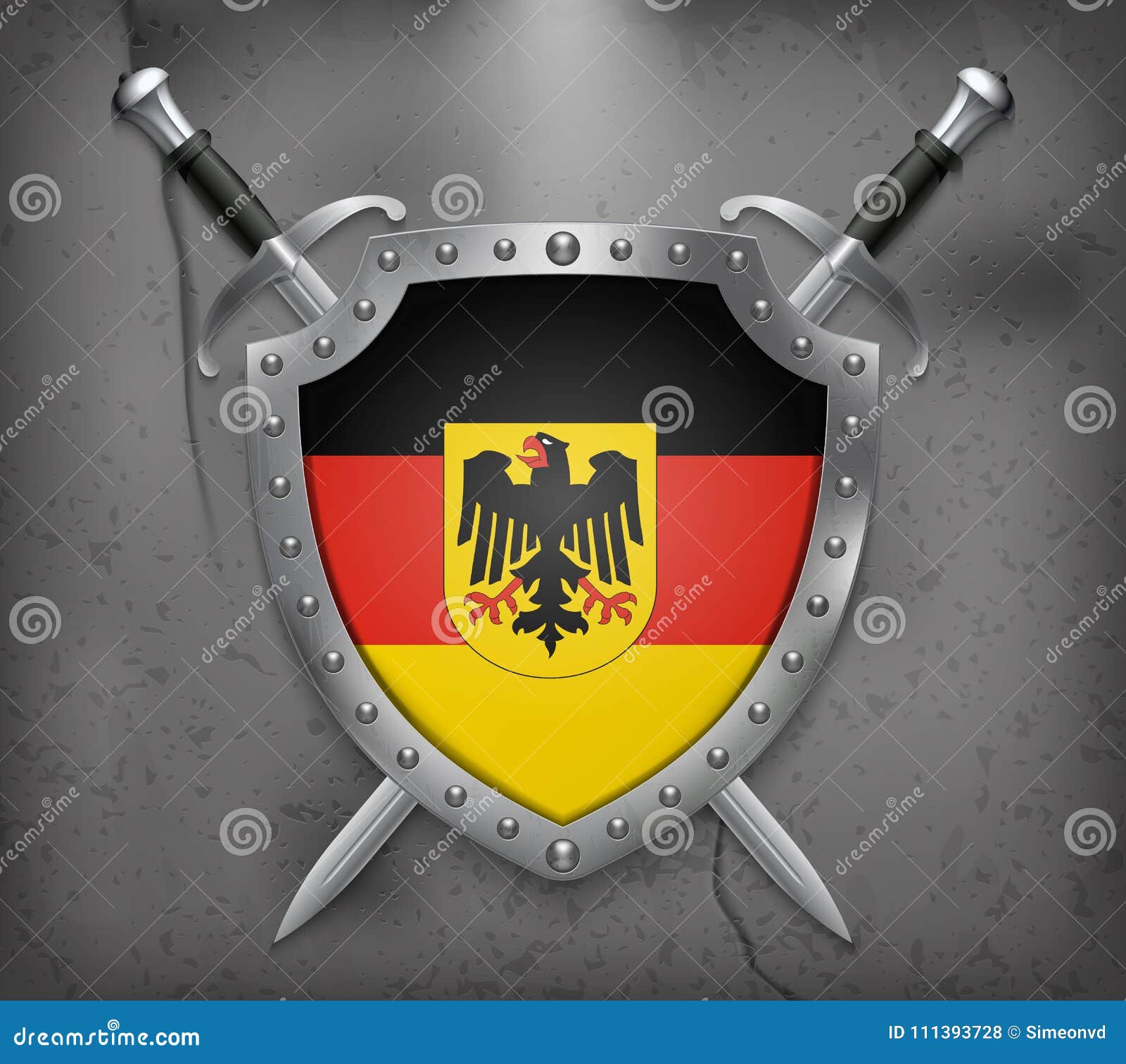 Germany Flag with Coat of Arms. the Shield with National Flag Stock Vector  - Illustration of emblem, europe: 111393728