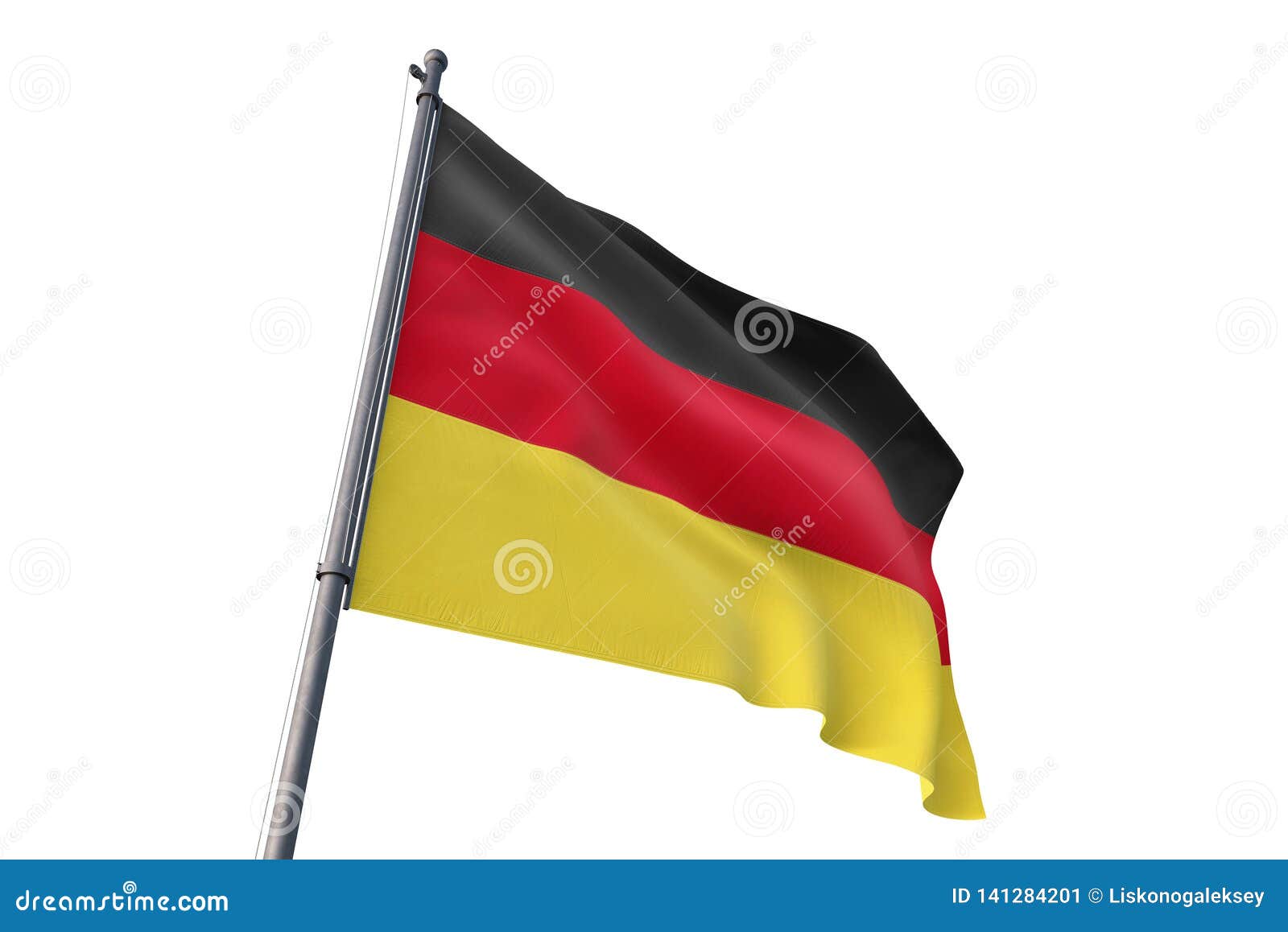 Germany Flag Waving Isolated White Background 3D Illustration Stock ...
