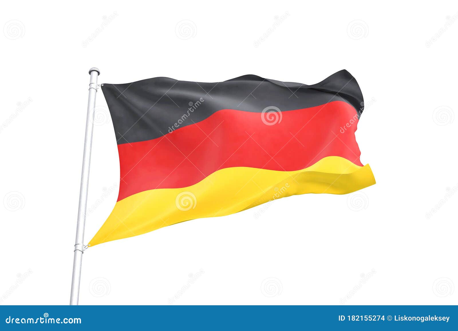 Germany Flag Waving White Background 3D Illustration Stock Illustration ...