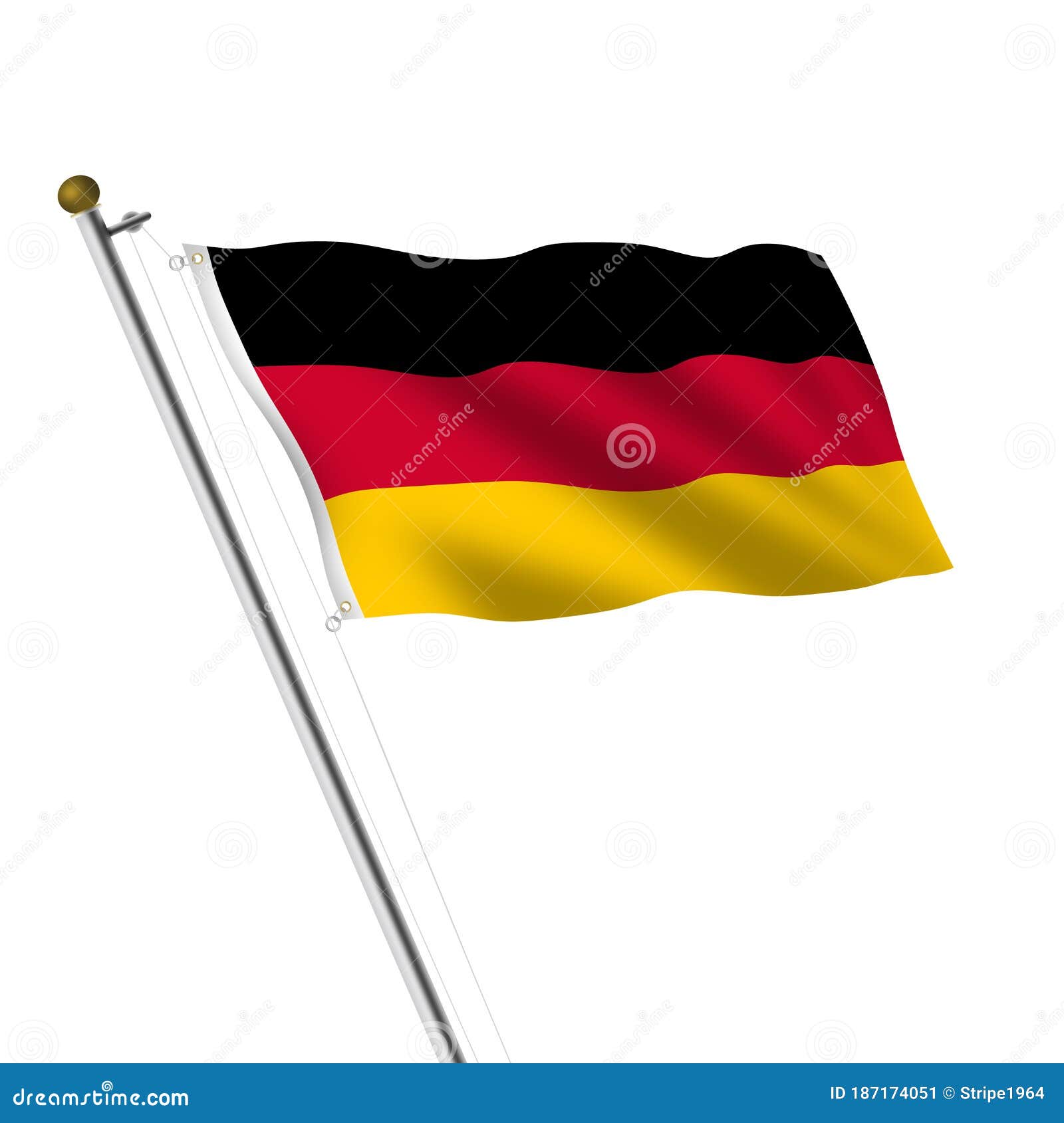 Germany Flagpole Illustration on White with Clipping Path Stock ...