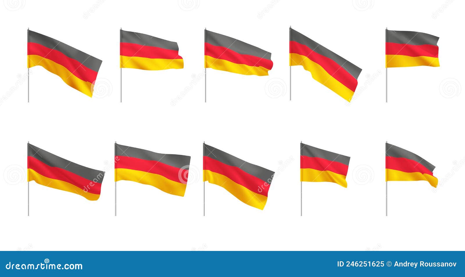 Germany Flags. Set of National Realistic Germanian Flags Stock Vector