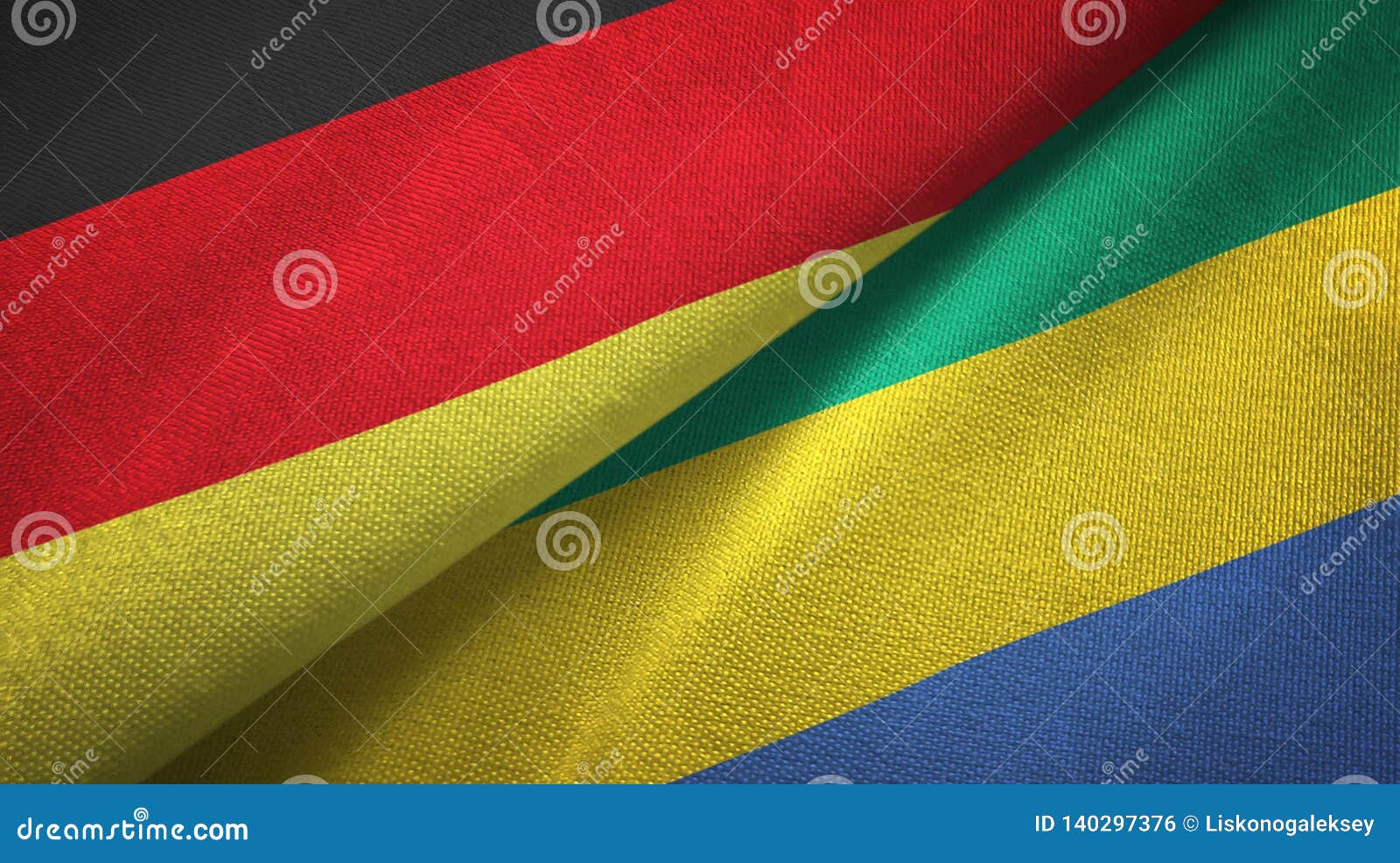 Germany and Gabon Two Flags Textile Cloth, Fabric Texture Stock ...