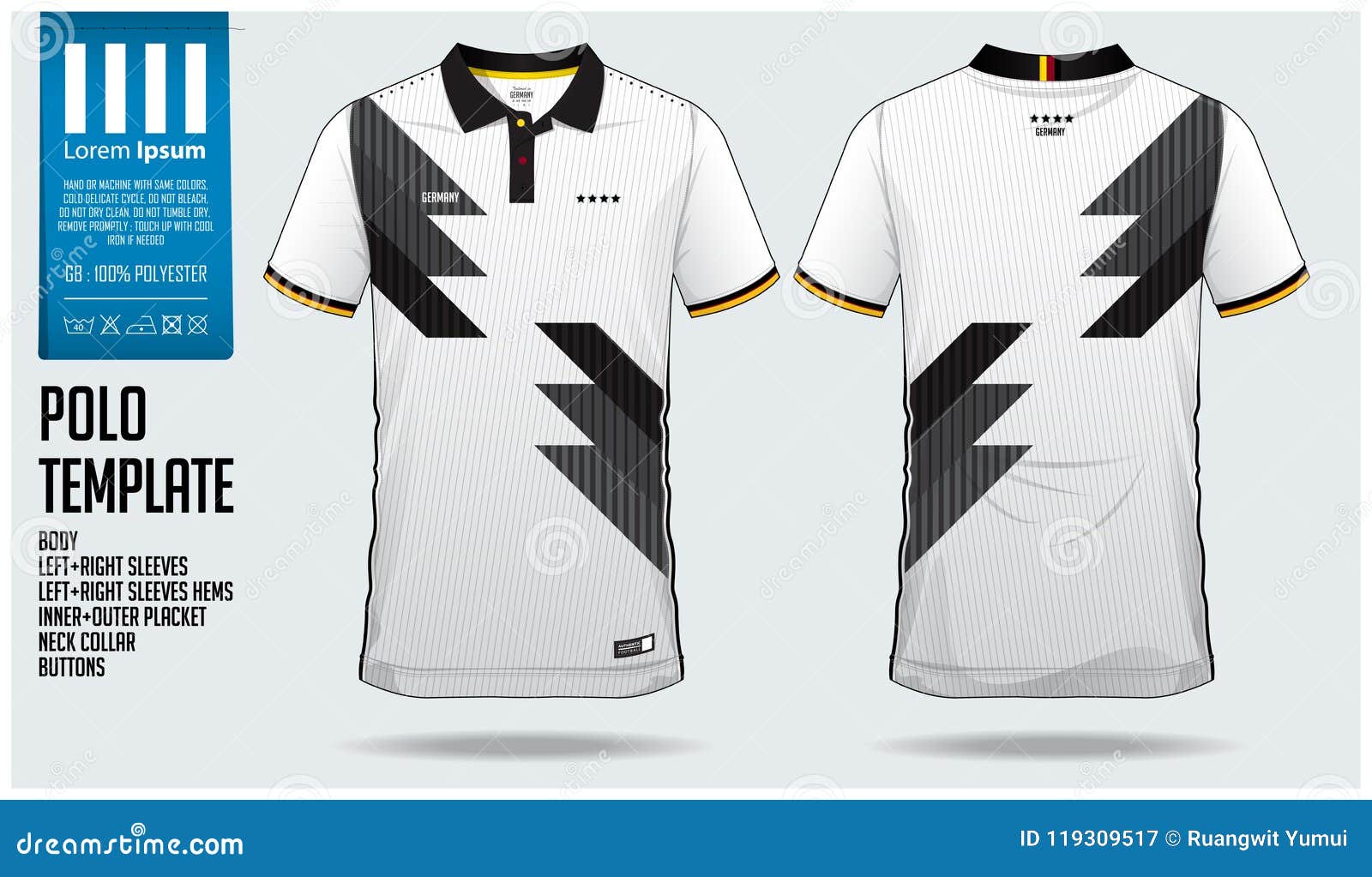 Polo t-shirt mockup template design for soccer jersey, football