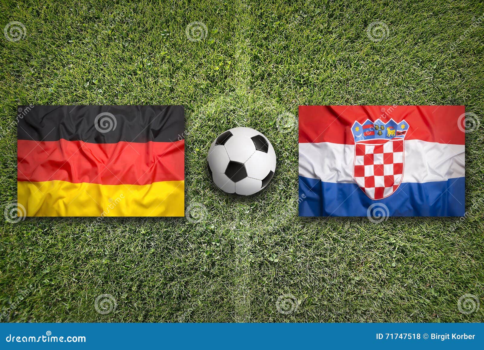 Germany Vs. Croatia Flags on Soccer Field Stock Photo - Image of game