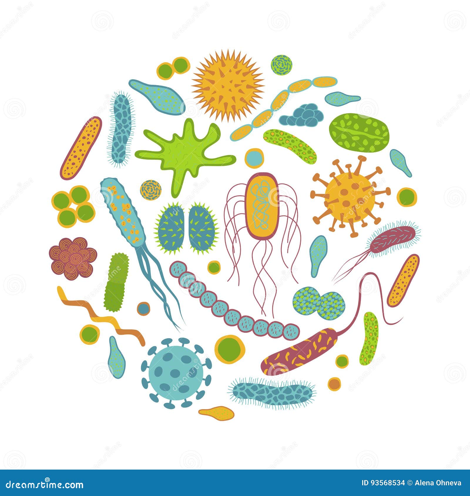 germs and bacteria icons  on white background.