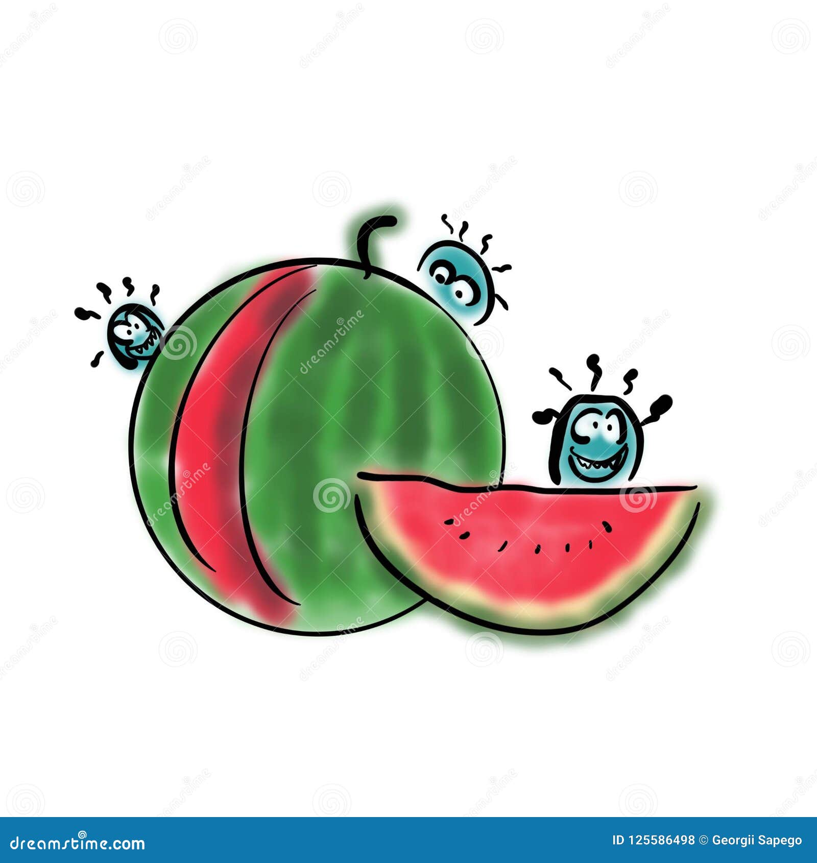 Germs on watermelon stock illustration. Illustration of green 125586498