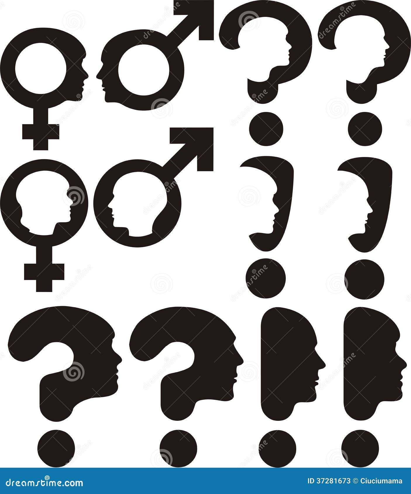 Geschlecht Fragezeichen Ausrufezeichen Vektor Abbildung Illustration Von Kopf Ausruf