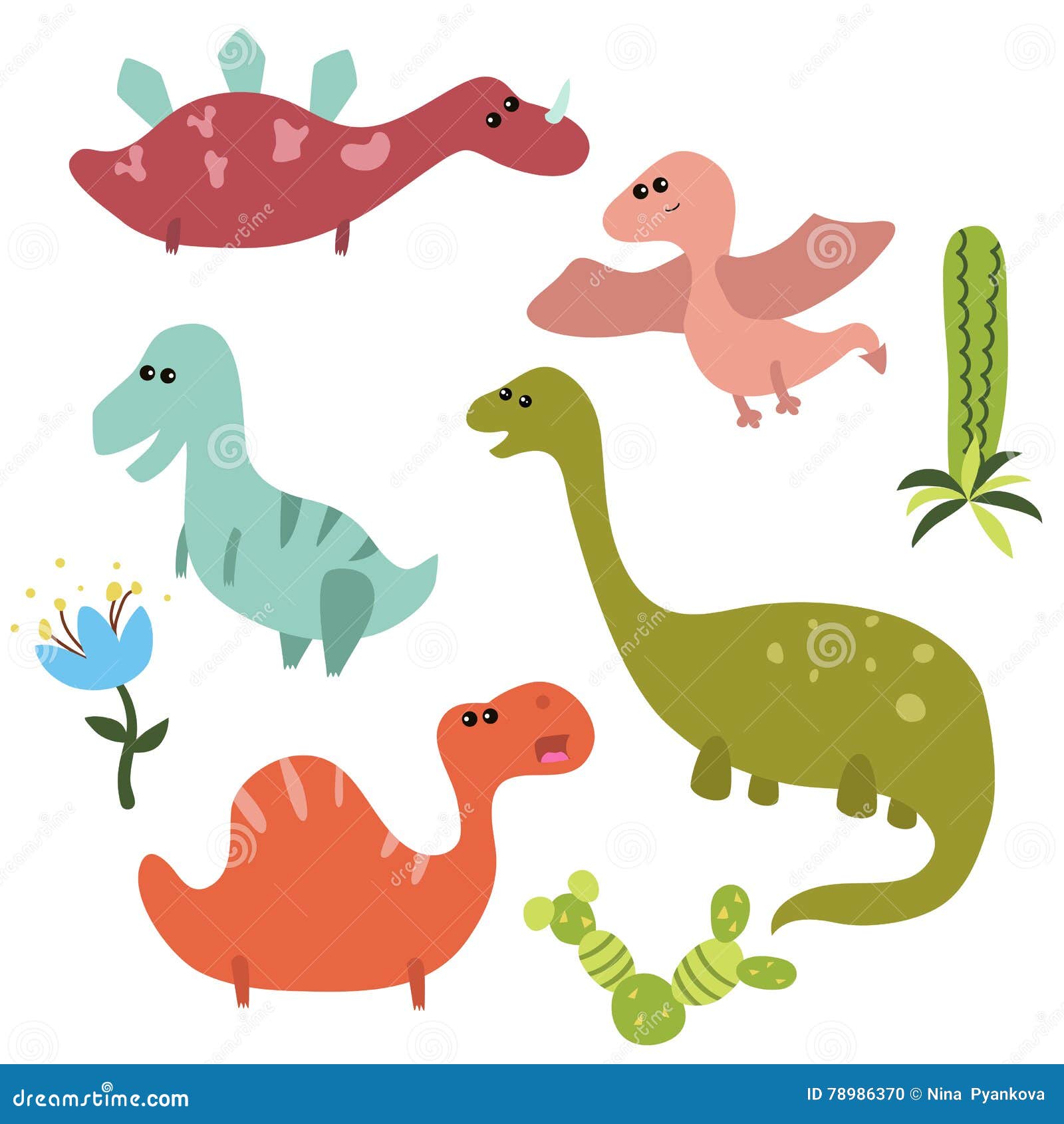 Gesetzte Lustige Dinosaurier Vektor Abbildung - Illustration von nave