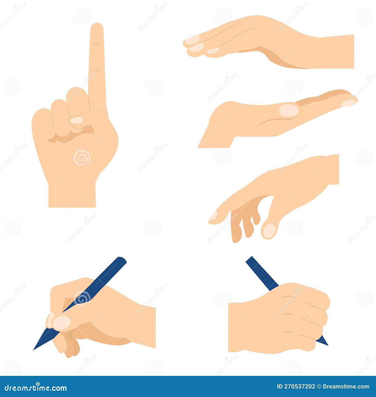 Gesticulation. the Hand Writes, Holds and Points Stock Vector