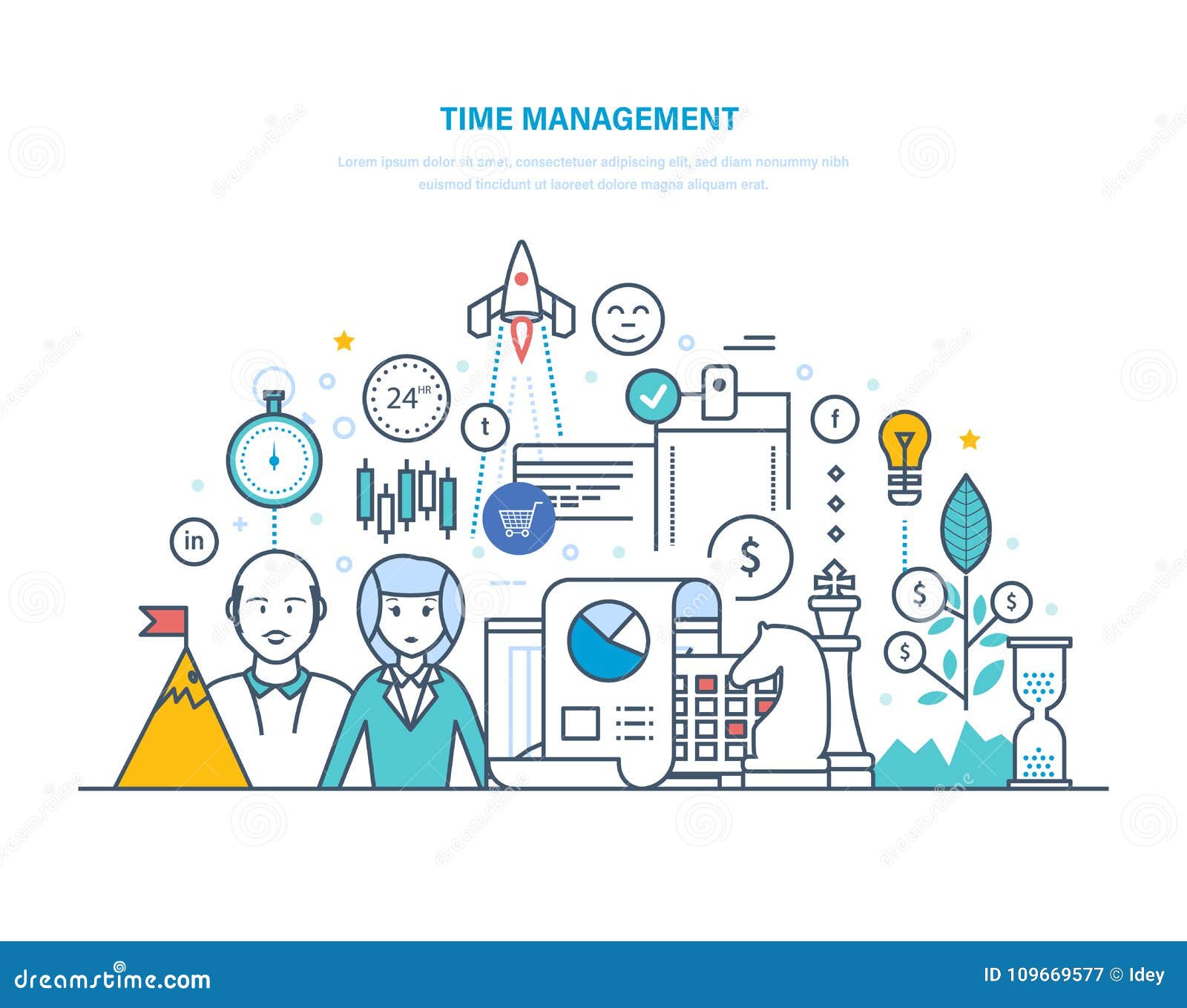 Gestion Du Temps Planification Et Organisation Des Heures De Travail Reglement Travail D Equipe Illustration De Vecteur Illustration Du Productivite Planification