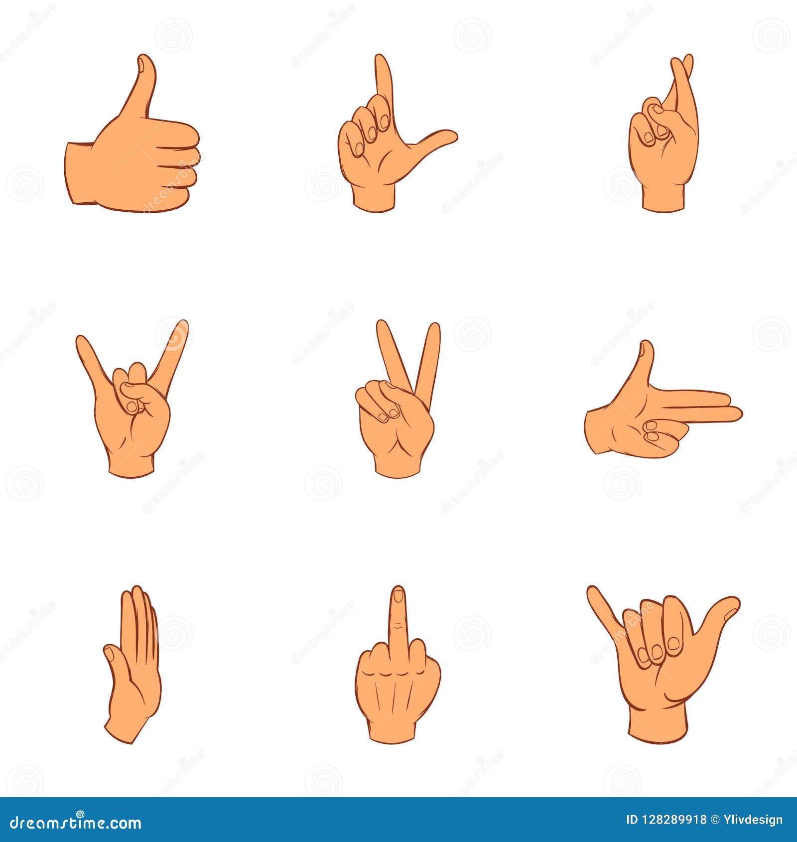 Gesture Icons Set, Cartoon Style Stock Illustration - Illustration of ...