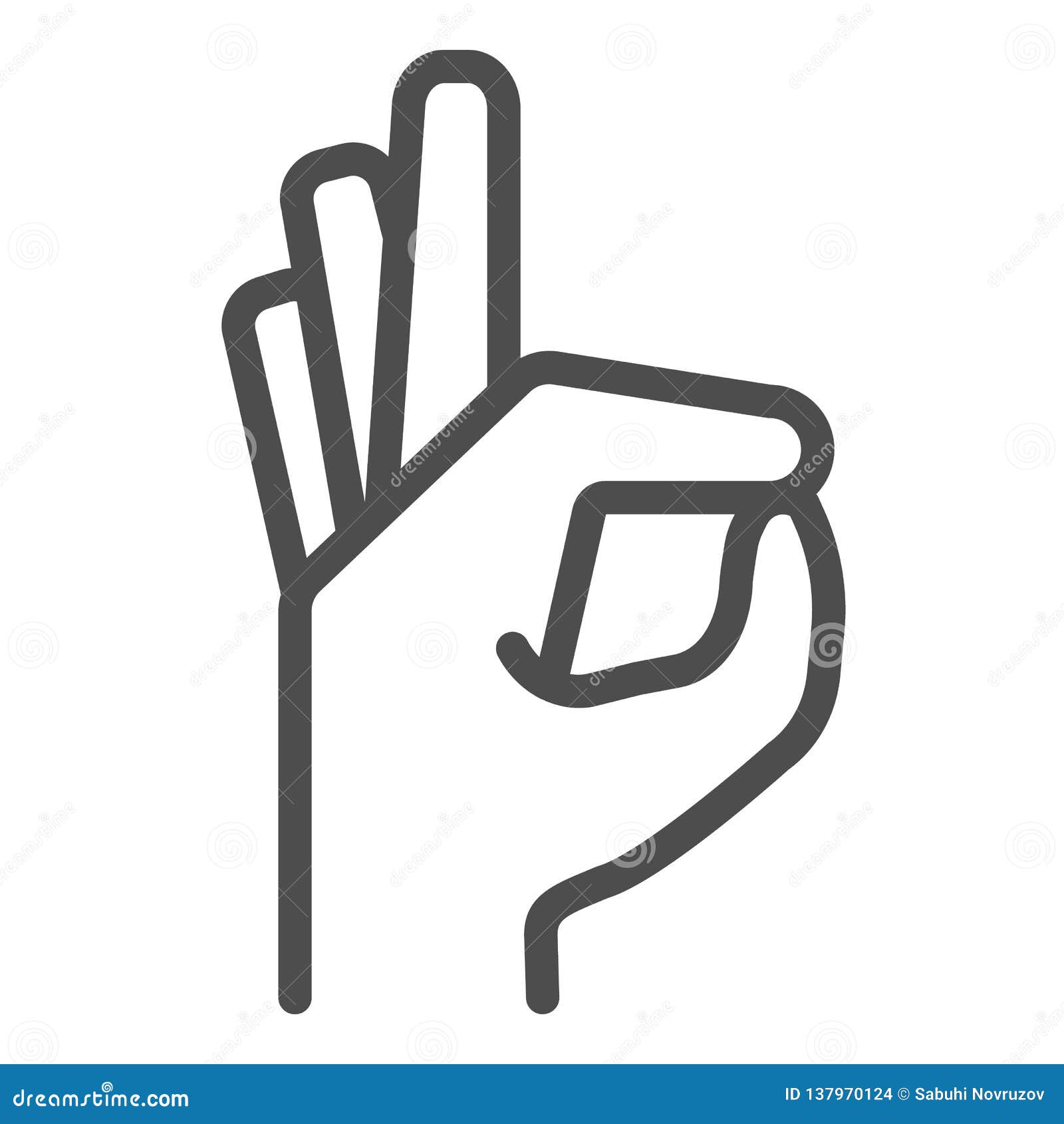 Gesture Okay Line Icon Ok Hand Gesture Vector Illustration