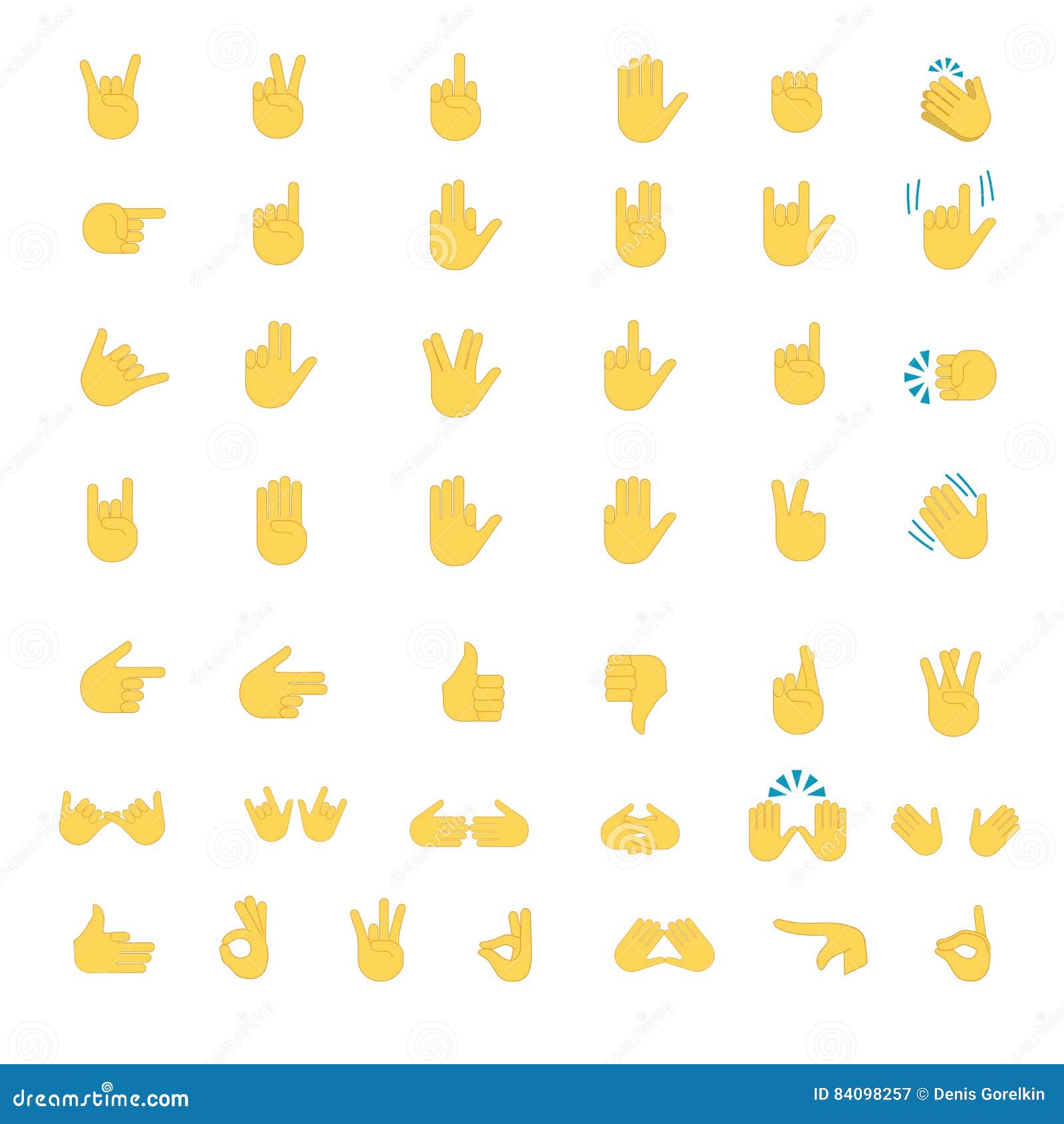 Hand Emoji Icon Set Hands Gestures Hand Emoticons Vector