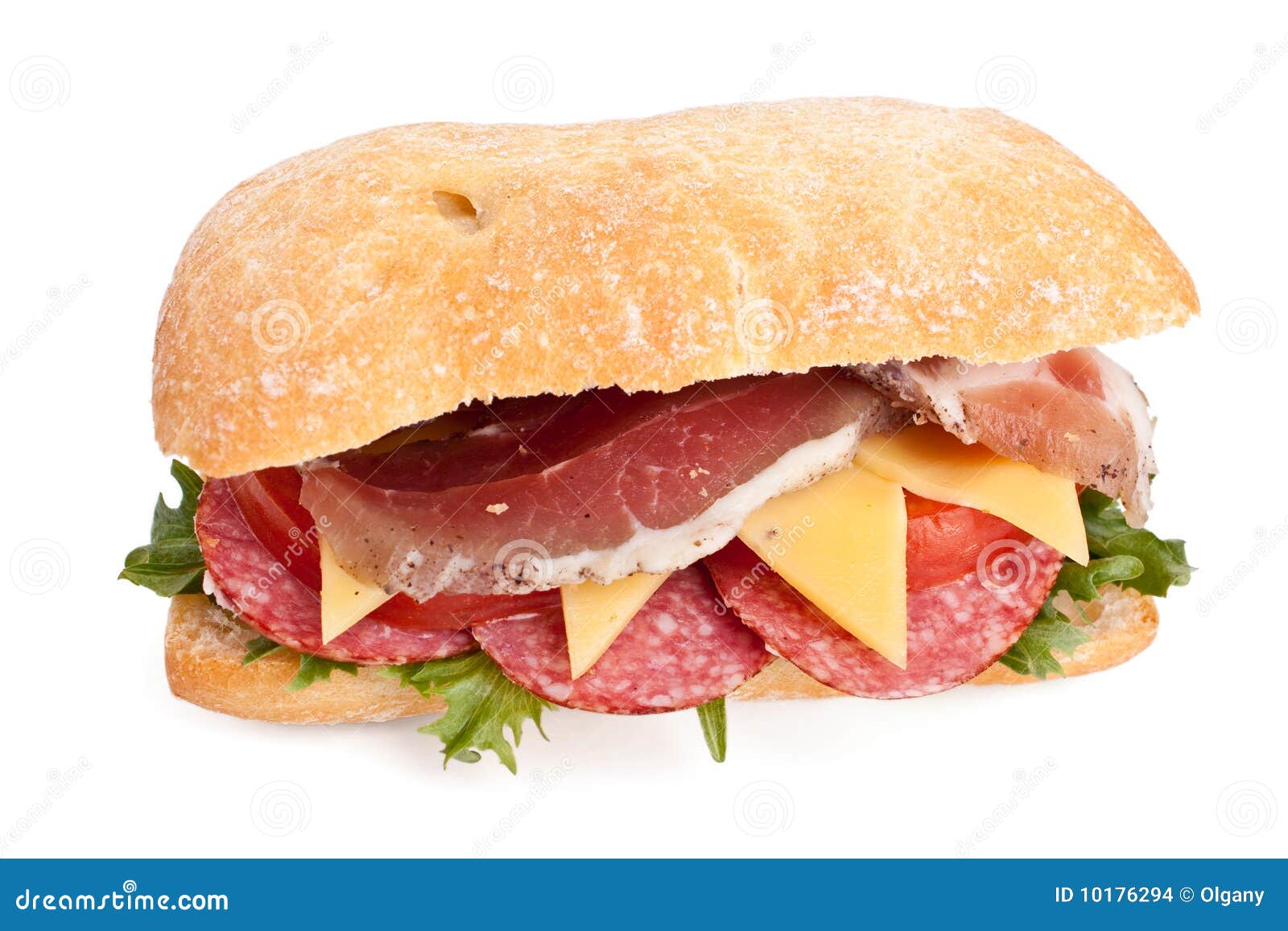Gesundes Ciabatta Sandwich stockfoto. Bild von salami 10176294