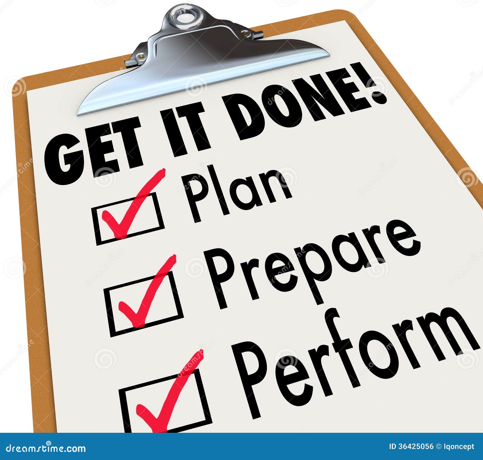 Get It Done Clipboard Checklist Plan Prepare Perform Stock Illustration Illustration Of