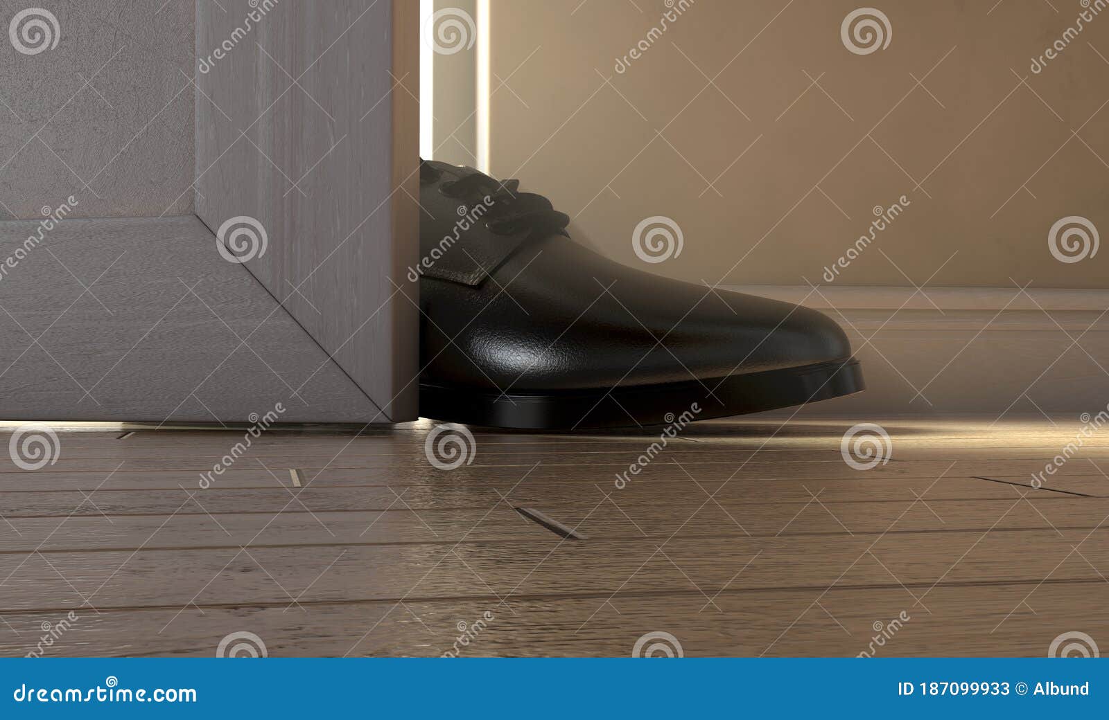 Get a Foot in the Door stock illustration. Illustration of wedged ...