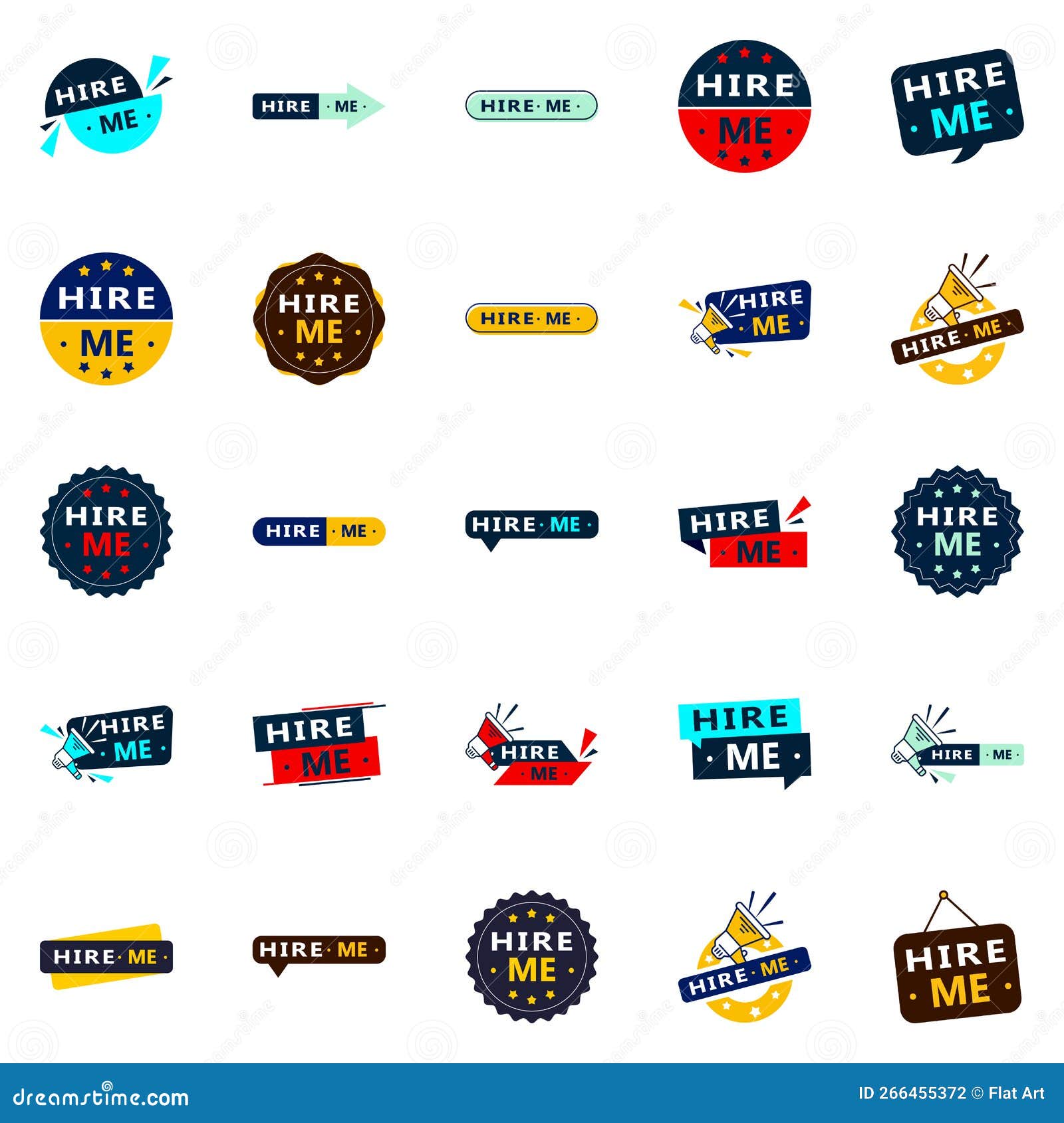 Get More Attention with Our Pack of 25 Hire Me Banners Stock Vector