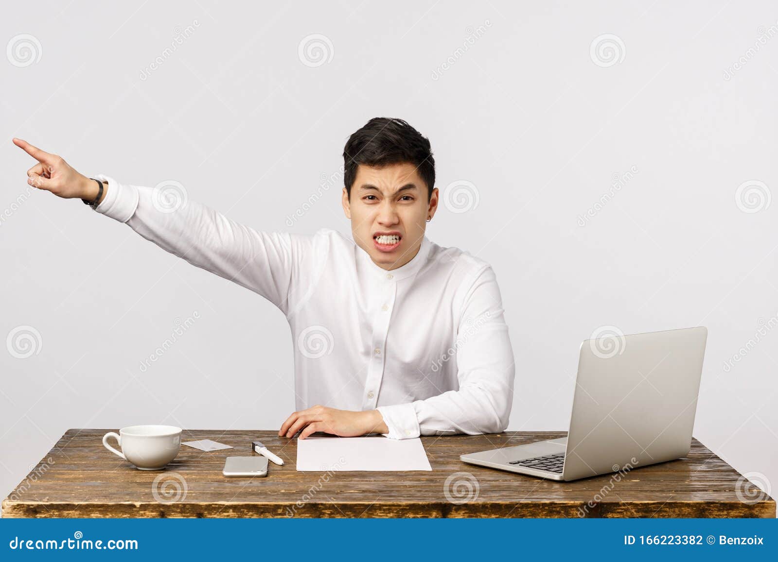 Get Out of My Office, Go. Angry, Aggressive and Outraged Asian Male Boss  Demand Leave, Pointing at Exit and Shouting Stock Photo - Image of  businessman, computer: 166223382