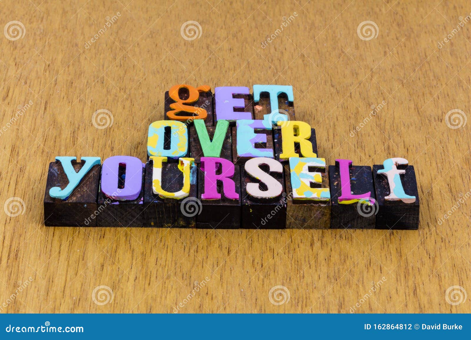 Get over yourself selfish move forward acceptance reality stock photo