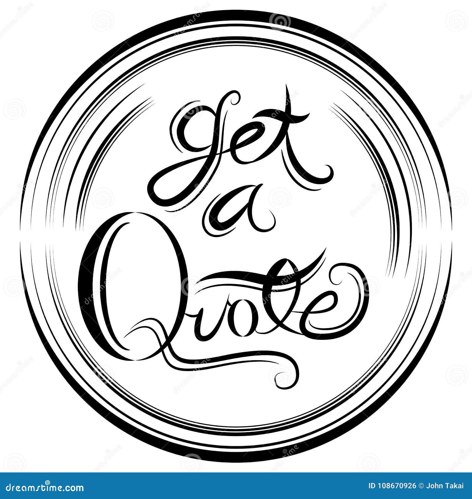Get a Quote Calligraphy Handwriting Black White Text Stock Vector