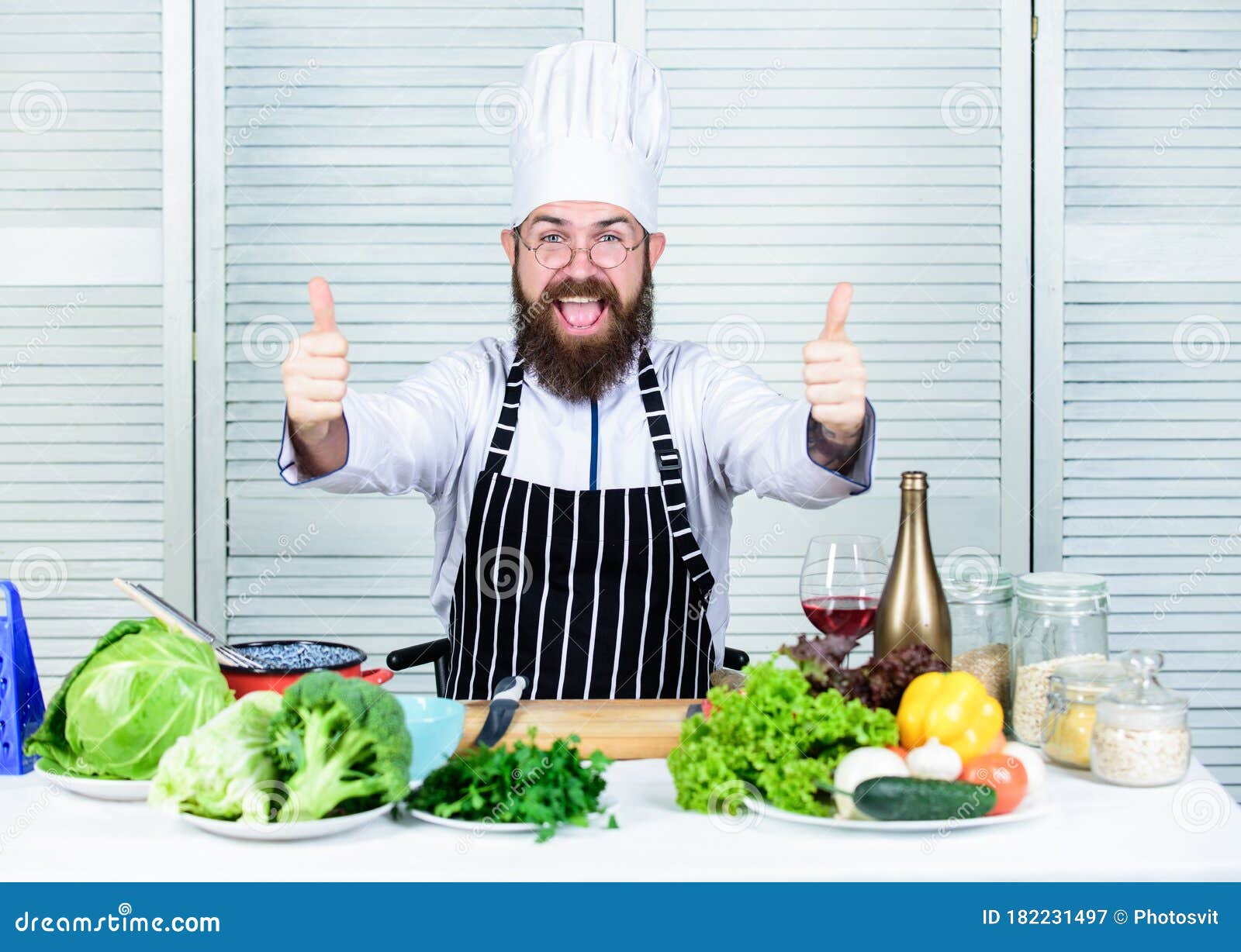 Get Ready. Man Bearded Chef Getting Ready Cooking Delicious Dish. Chef