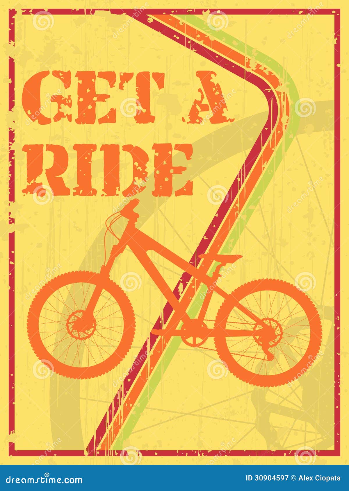 Get A Ride Abstract Grunge Poster Bike Silhouette Text