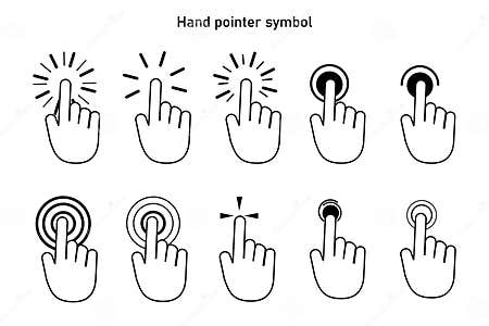 Get it Touch. Set of Hand Pointer Symbol in Trendy Flat Style. Computer