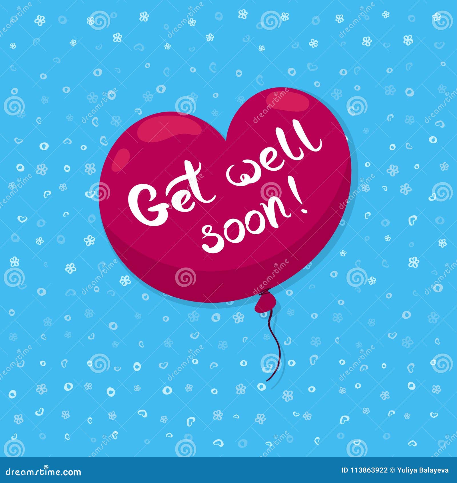 Get well soon balloons and flowers Get well soon wishes with balloons and  large flowers on yellow dotted background  CanStock