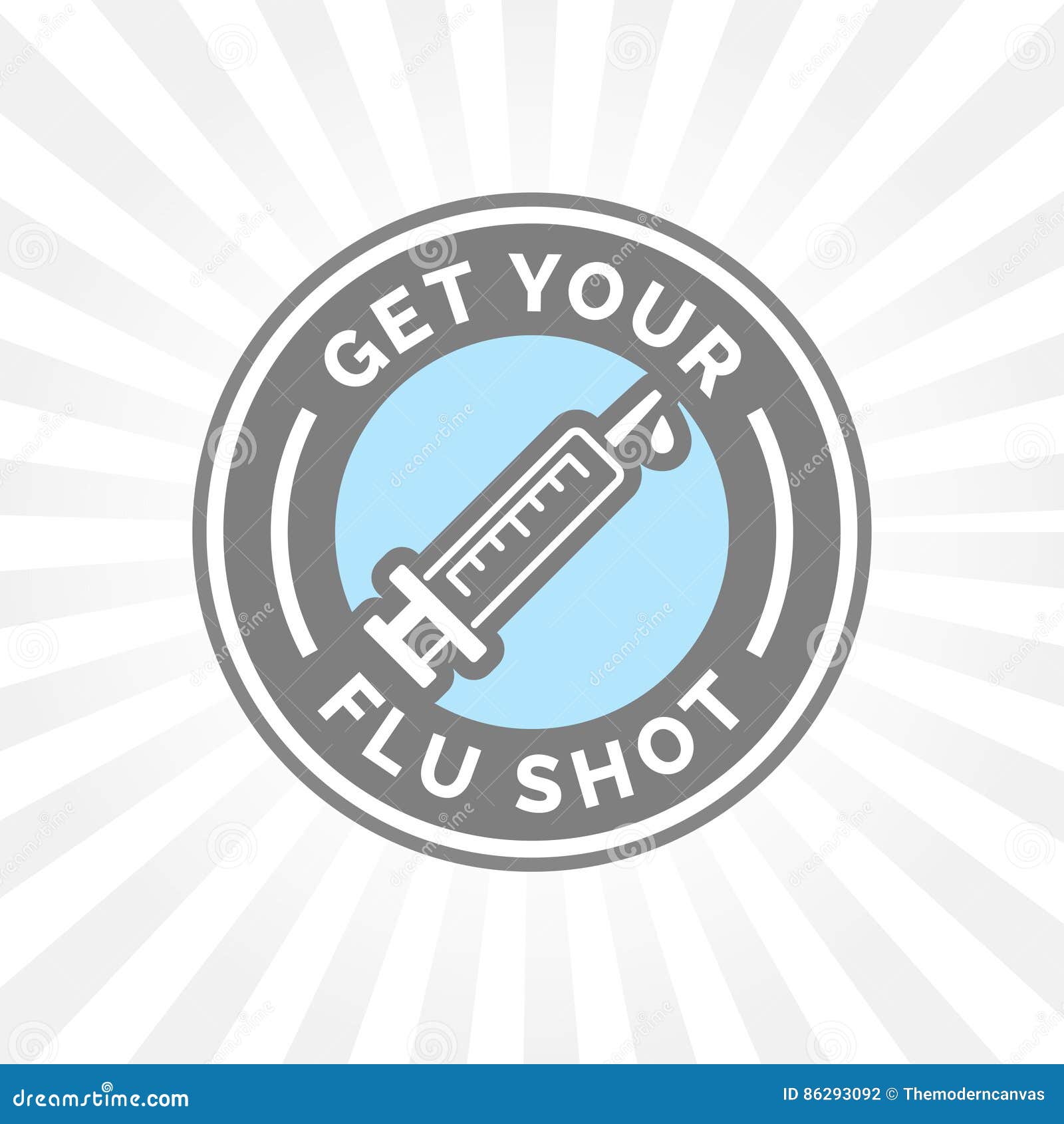 get your flu shot vaccine sign with syringe icon badge