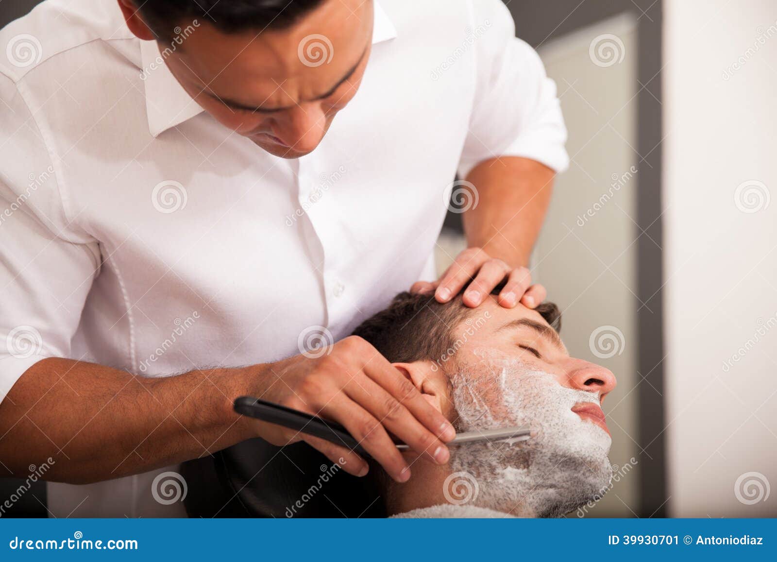 Getting my beard shaved stock image. Image of chair, beard 